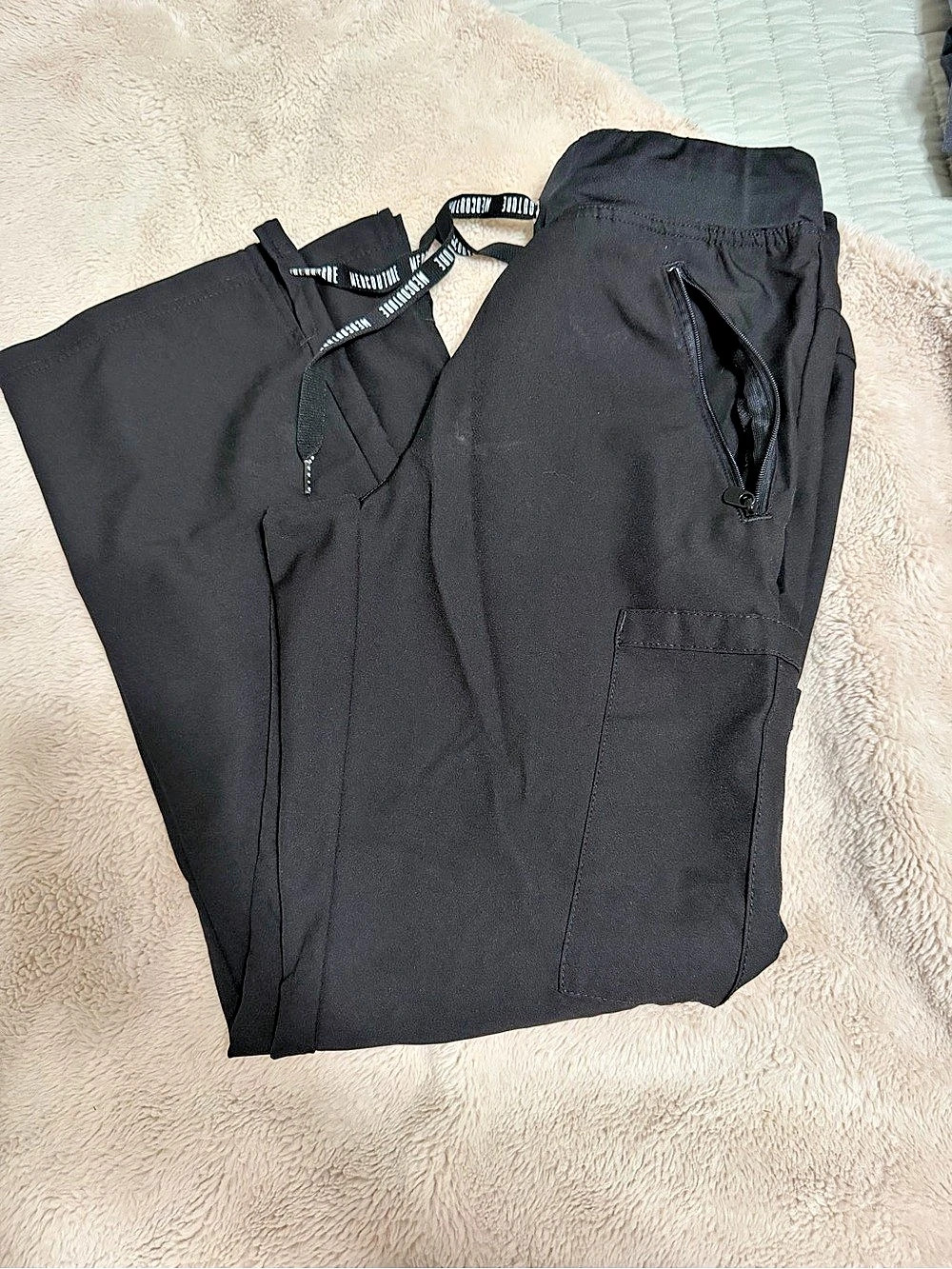 Med Couture Insight Zipper Pocket Cargo Scrub Pant Black